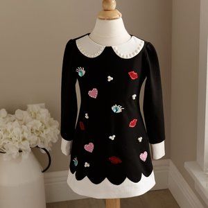 Girls Couture Black White Long Sleeve Dress 3T Biscotti Kate Mack Embellished